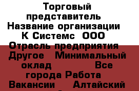 Торговый представитель › Название организации ­ К Системс, ООО › Отрасль предприятия ­ Другое › Минимальный оклад ­ 40 000 - Все города Работа » Вакансии   . Алтайский край,Алейск г.